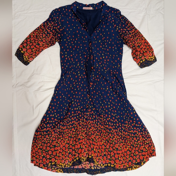 Vintage Trollied Dolly 3/4 Sleeve Floral Midi Dress Sz S - Picture 2 of 9